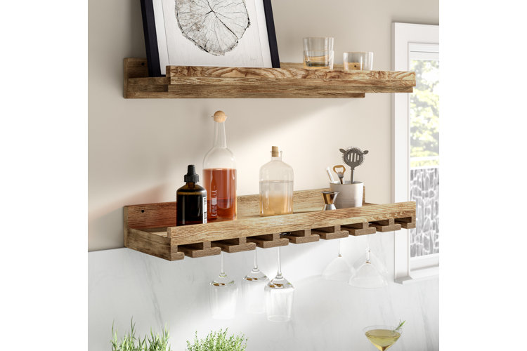 Bernon solid wood wall 2025 mounted wine glass rack